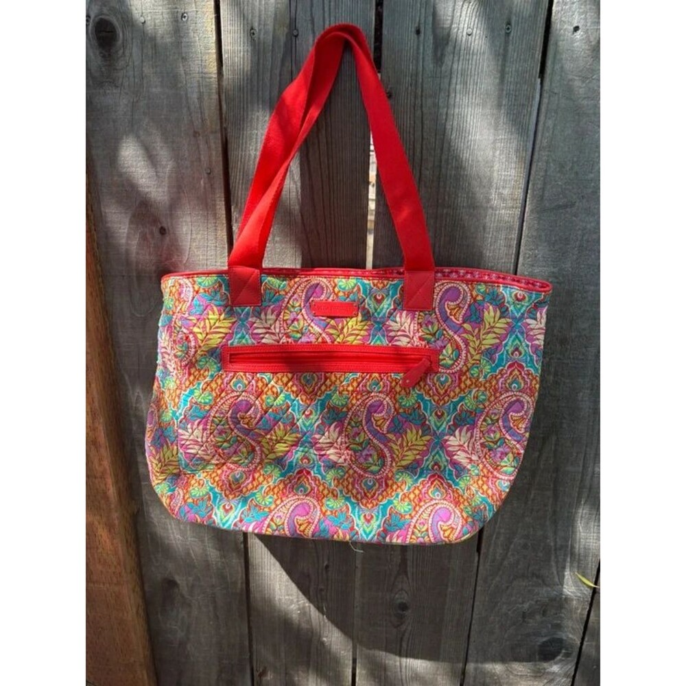 Vera Bradley large tote bag purse  in the vibrant "Paisley in Paradise" pattern